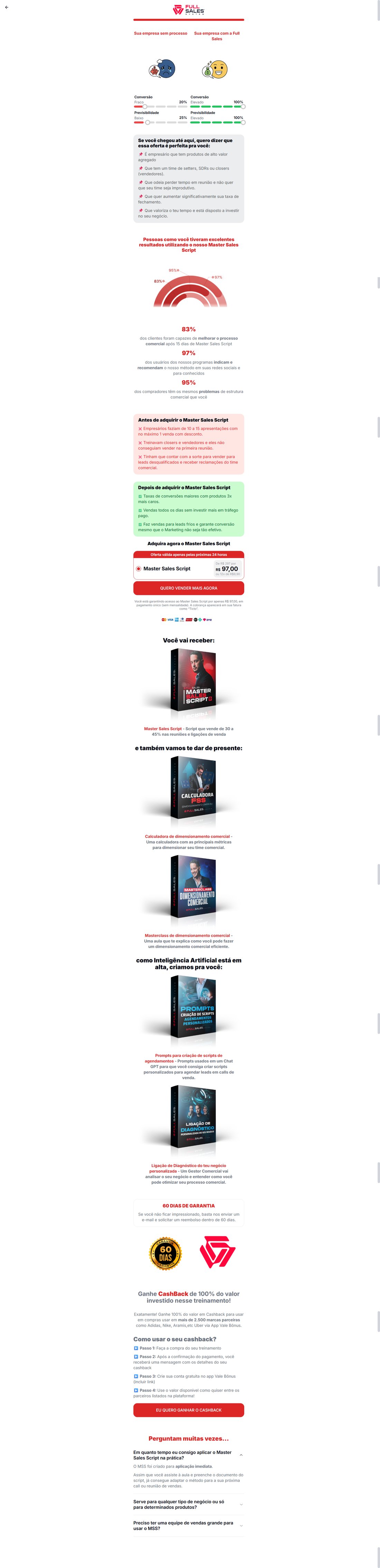 Página de oferta do Master Sales Script via quiz